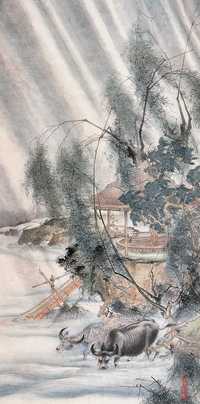 胡也佛 春牧图 立轴　